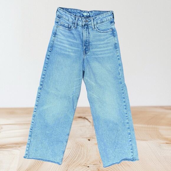 Old Navy Wide Leg Extra High Rise Raw Hem Jeans Women's size 2 Light Wash Denim - Picture 1 of 5